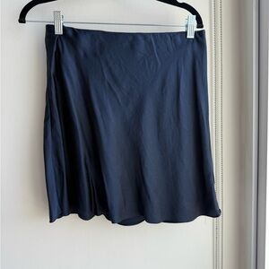 Quince Navy Blue Silk Skirt